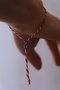 Heliophilia Silver Pulsera de Latón Roja con Circonio